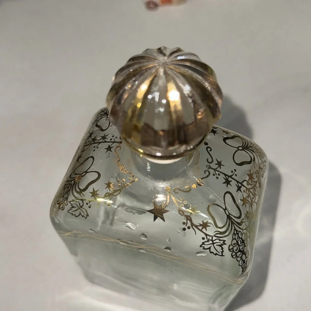 Liquor Bottle Jerez Spain Decanter Georgian style w/ Stopper Gold Lepanto Brandy
